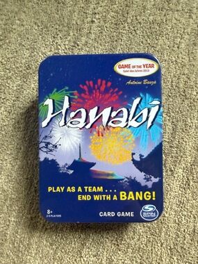 Hanabi cooperative card game with travel tin game of the year